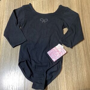 Just Imagine Girls Dance Leotard Black 3/4 Sleeve Embellished M (8/10) - NWT